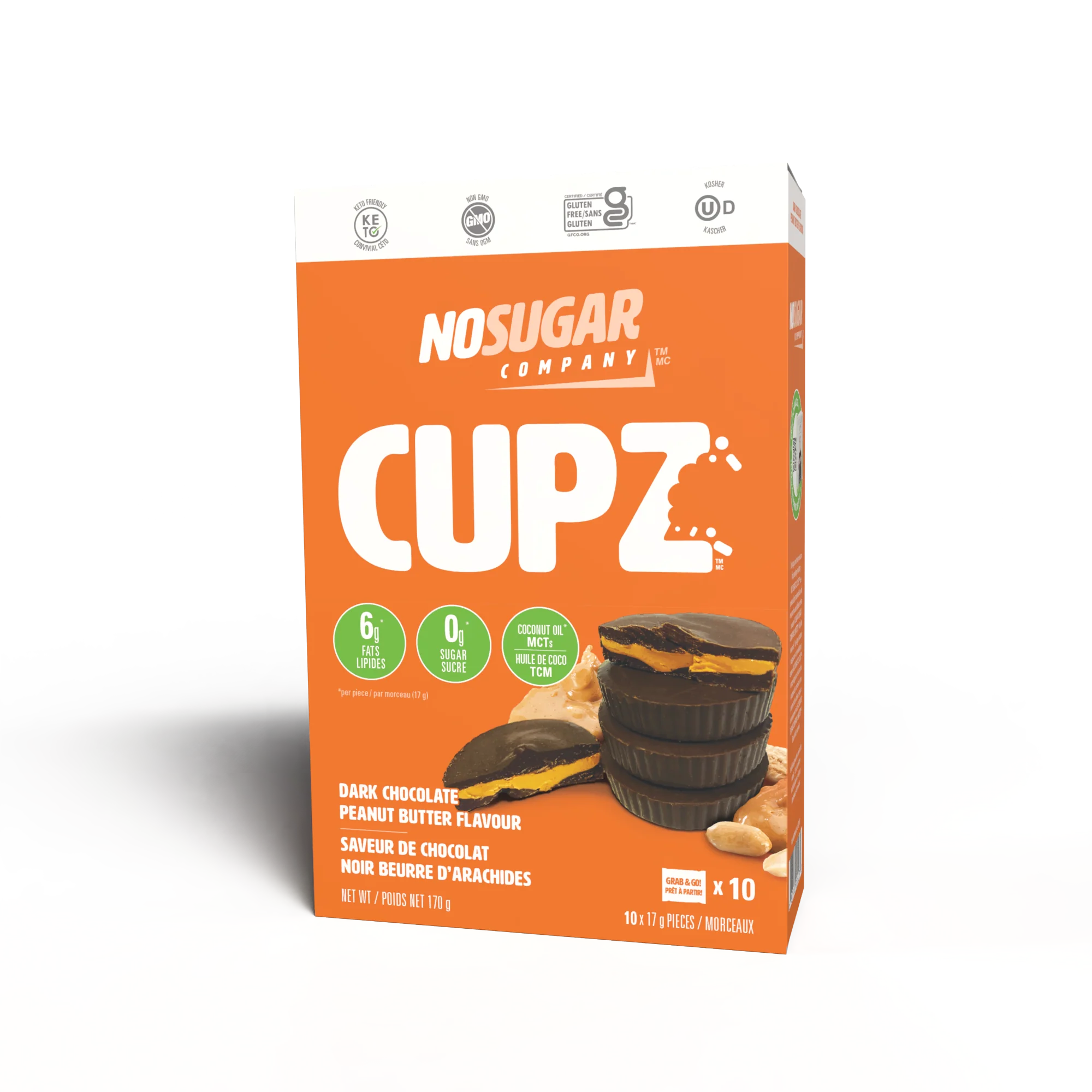 No Sugar Keto Cup Dark Chocolate Peanut Butter Flavor - 10 Pack