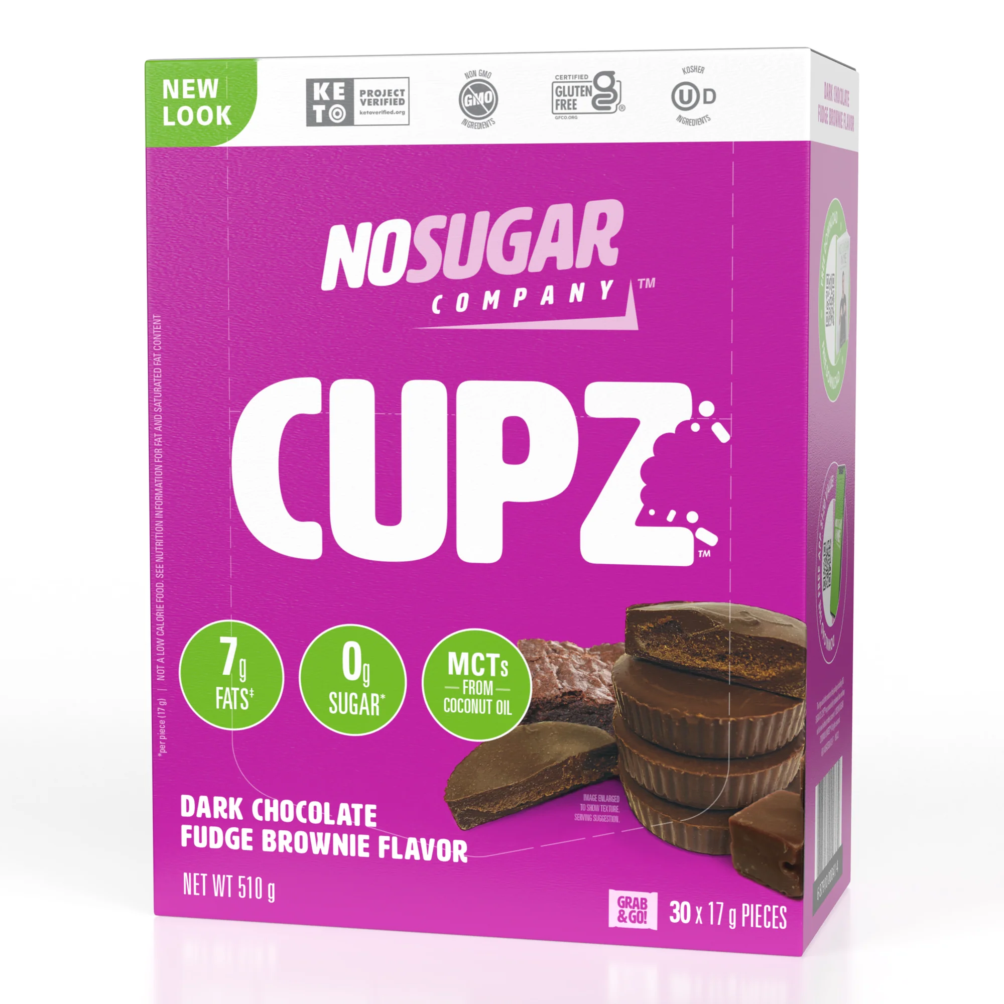 No Sugar Keto Cup Dark Chocolate Fudge Brownie - 30 Cups