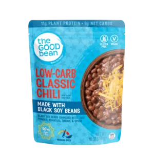 Heat-and-Eat Pouch, Low Carb Chili made with Black Edamame Beans, Keto Friendly